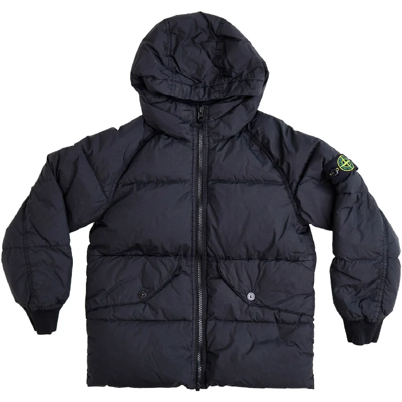 trekking pants with built-in belt -Stone Island Black Real Down Jacket