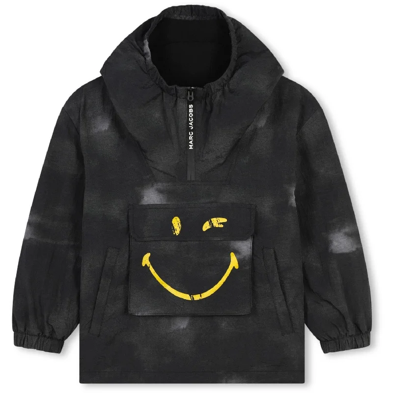 hiking socks with cushioning -Marc Jacobs Black Hooded Windbreaker