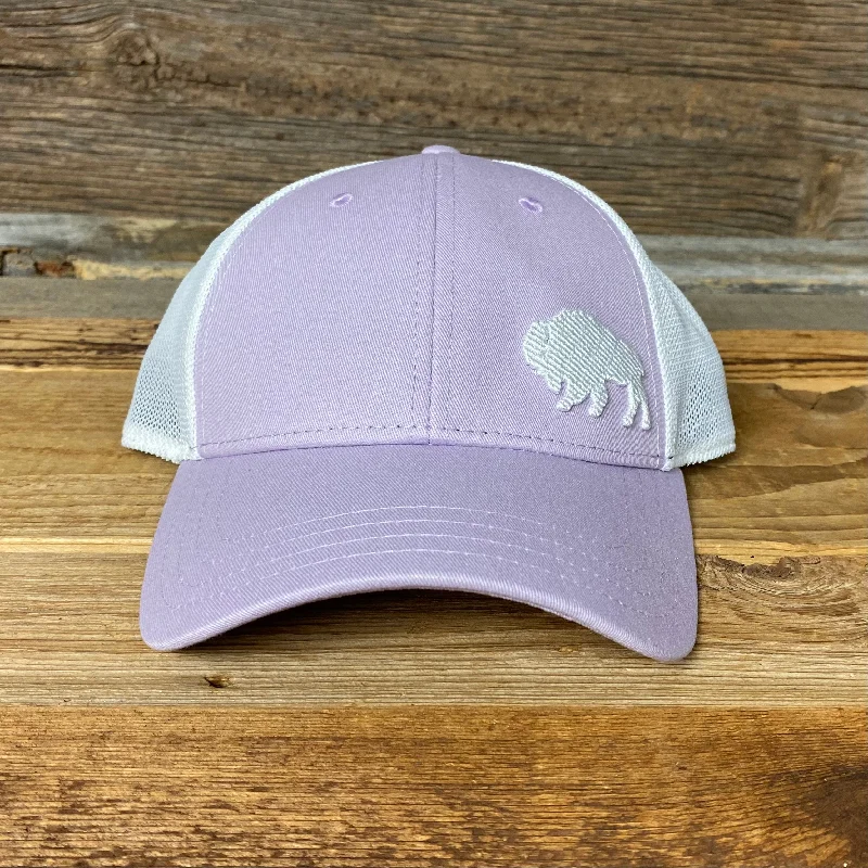 cool wool baseball cap for casual wear -Surf Wyoming® First Park Bison Trucker - Lilac