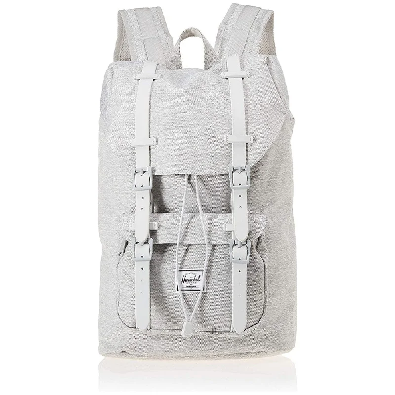 multi-purpose camping backpack -Herschel Unisex Light Grey Crosshatch/Grey Rubber Mid-Volume 17.0L Little America Laptop Backpack - 10020-02041-OS