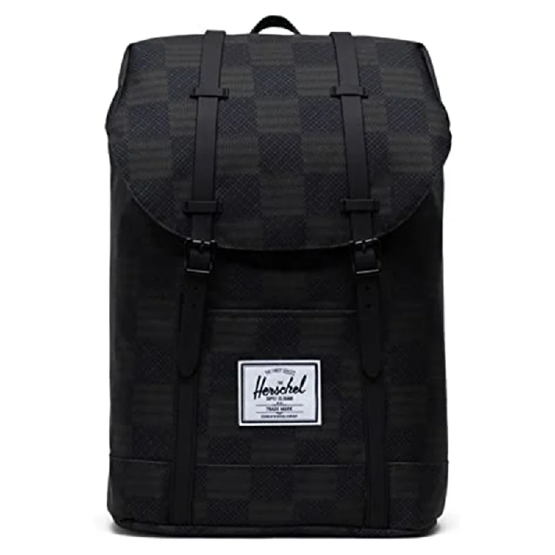 camping first aid kit -Herschel Unisex Black Checkered Textile Retreat One Size Backpack - 10066-04967-OS