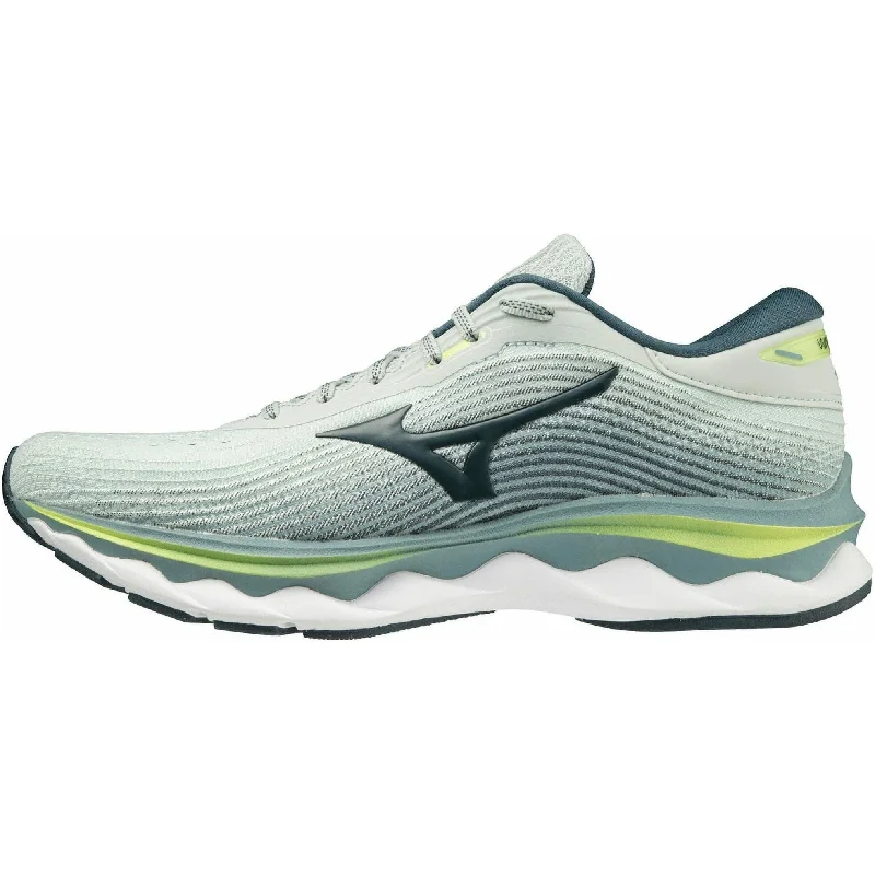 hiking shoes with arch support -Mizuno Wave Sky 5 Mens Running Shoes - Green