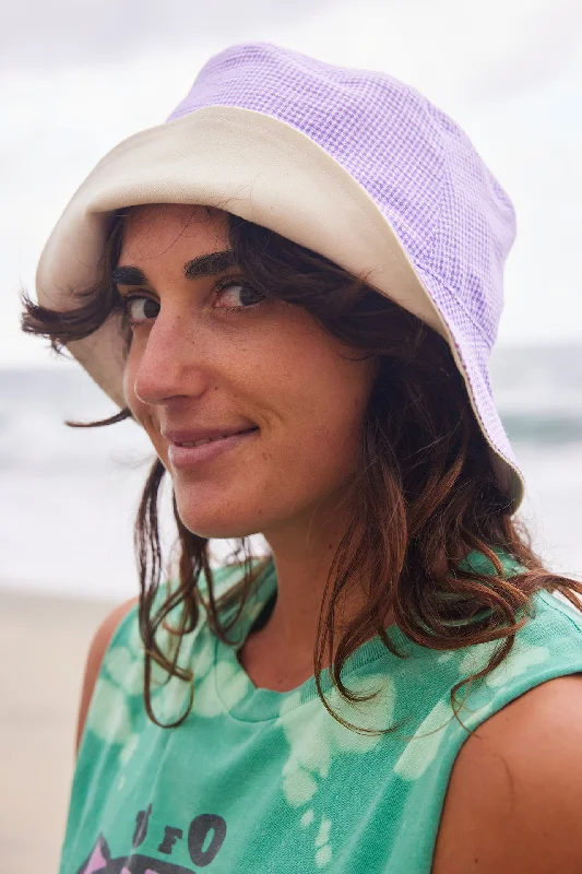 winter sun protection hat for men -Soft Haus Bucket Hat- Lavender Gingham