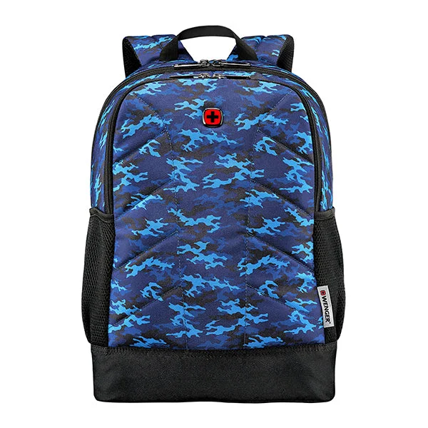 hiking hydration system -Wenger Quadma ML 16" Laptop Backpack  (22 Litres)-Swiss designed-Blue Camo