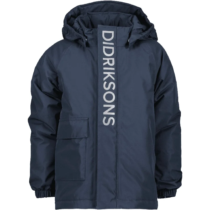 outdoor sleeping bag with foot box -Didriksons Navy Talvi Kids Jacket