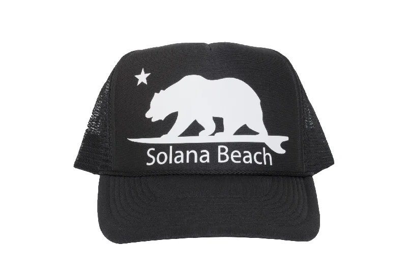 trendy wool beanie with ear flaps -Solana Beach Surfbear® Trucker Hat