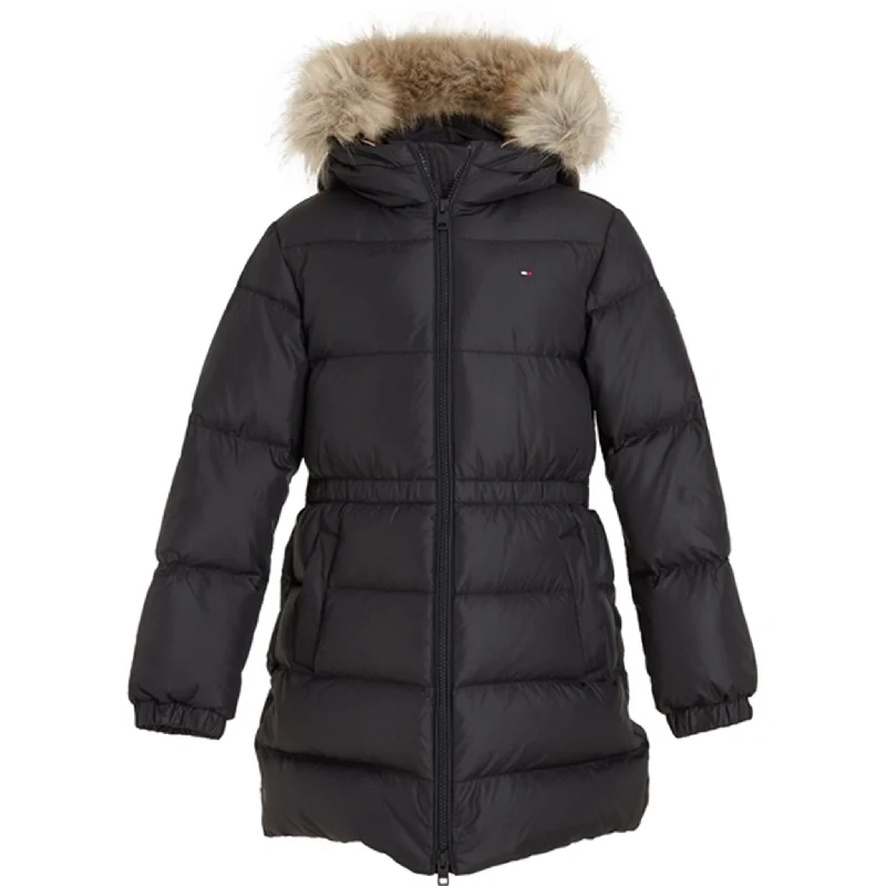 hiking and camping gloves -Tommy Hilfiger Long Waisted Down Jacket Black