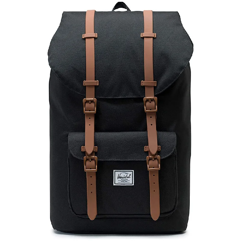 camping stove with compact design -Herschel Unisex Black/Saddle Brown Classic 25L Little America Laptop Backpack - 10014-02462-OS