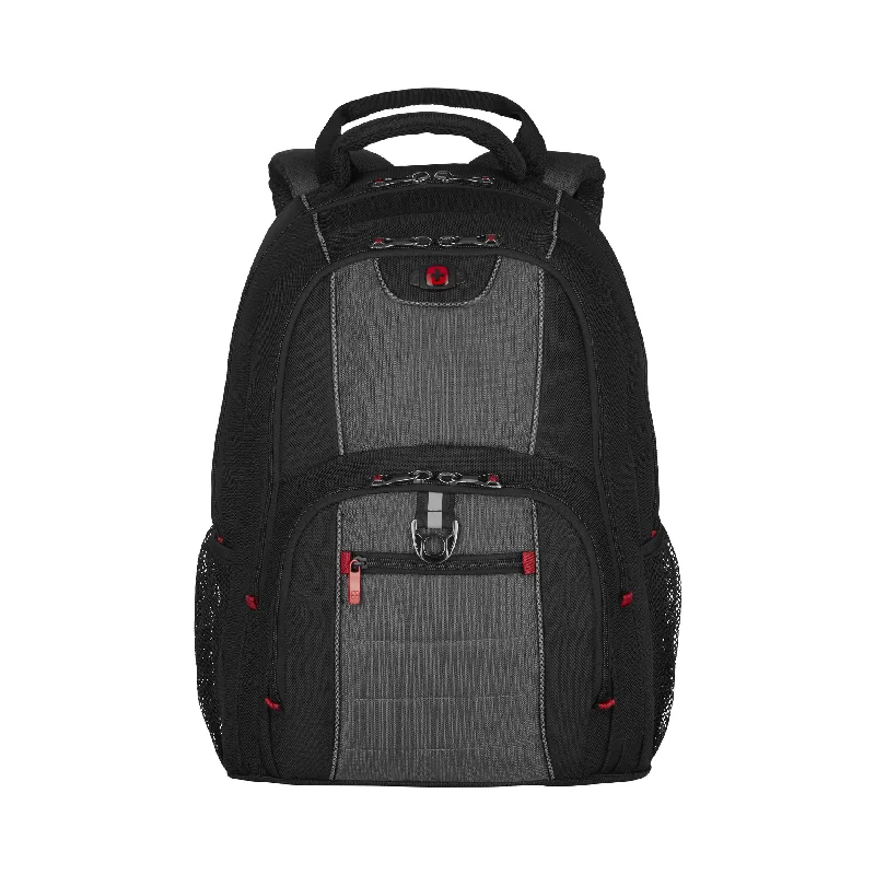 hiking backpacks -Wenger PILLAR 16'' Laptop Backpack (25 Litres) Swiss Designed - Black/Grey