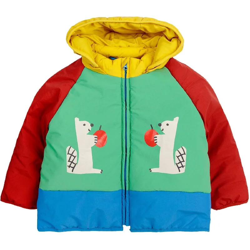 trekking socks for wet conditions -Bobo Choses Green Hungry Squirrel Hooded Anorak