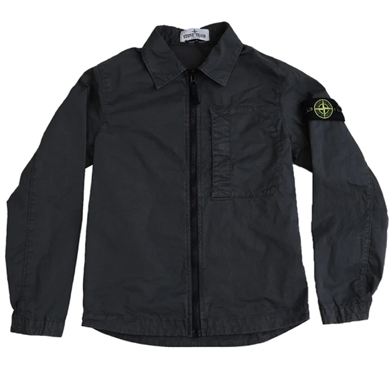 trekking jacket with adjustable cuffs -Stone Island Overshirt Blue Grey