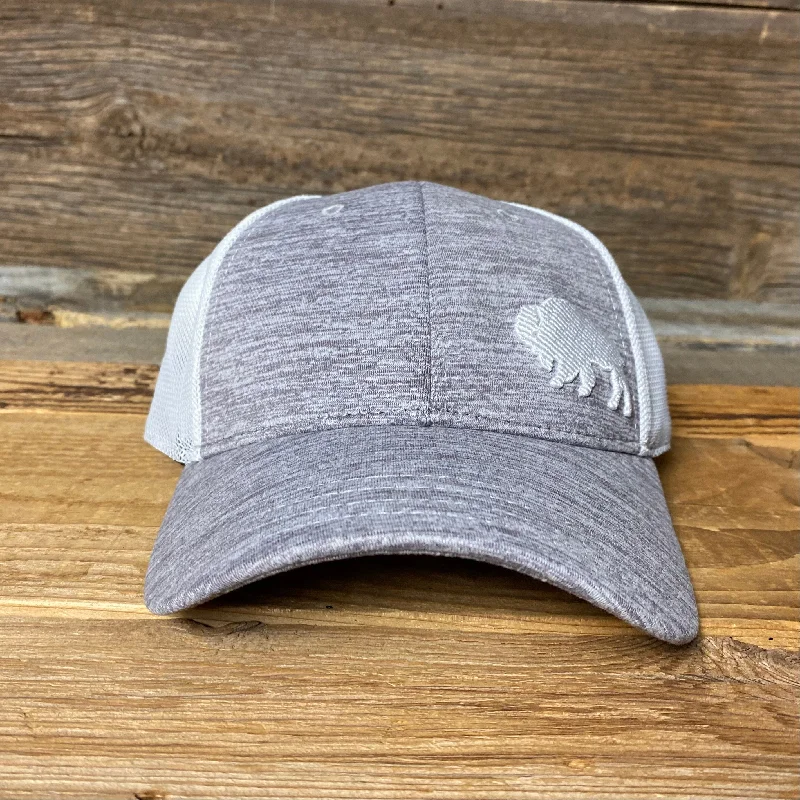 wool baseball cap for winter -Surf Wyoming® First Park Bison Trucker - Light Grey Melange