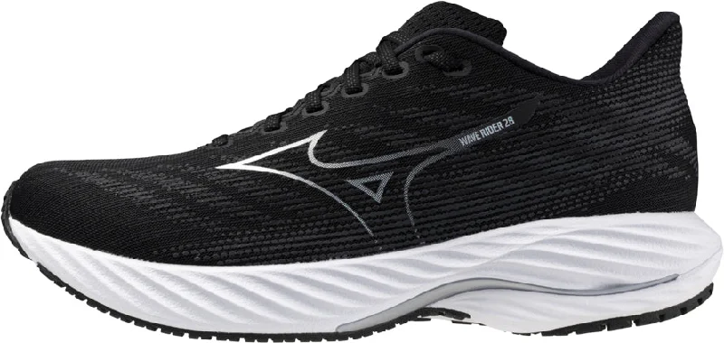 emergency survival gear for camping -Mizuno Wave Rider 28 WIDE FIT (2E) Mens Running Shoes - Black