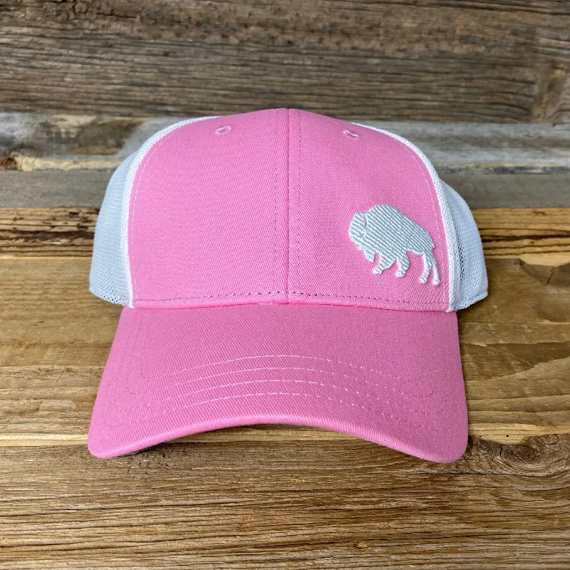 women’s classic wool baseball cap -Surf Wyoming® First Park Bison Trucker - Pink