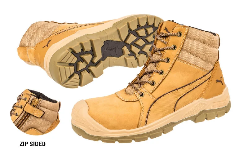 Puma Tornado Zip Sided Safety Boots (Wheat) 630787