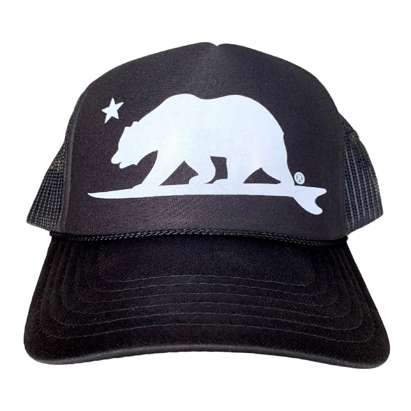 trendy men’s wool sun hat -Surfbear® Trucker Hat