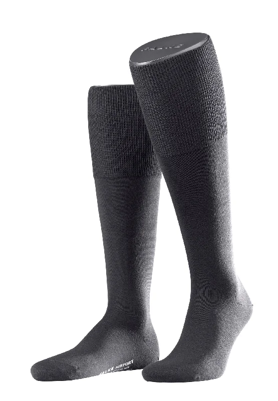 low cut socks for women -Airport Men's Airport Knee-High Sock With Wool On The Outs | Grey 15435-3070