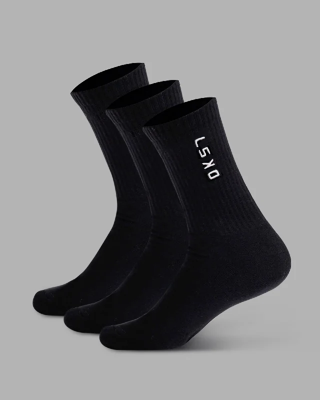 patterned socks for women -Signal 3 Pack Crew Socks - Black-White