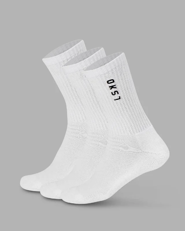 yoga socks for grip -Signal 3 Pack Crew Socks - White-Black