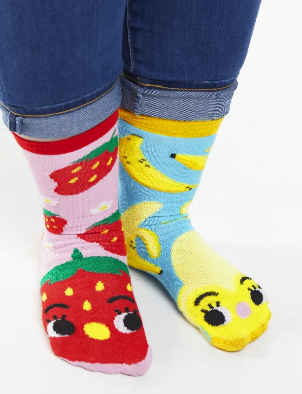 padded socks for extra comfort -ADULT STRAWBERRY & BANANA SOCKS