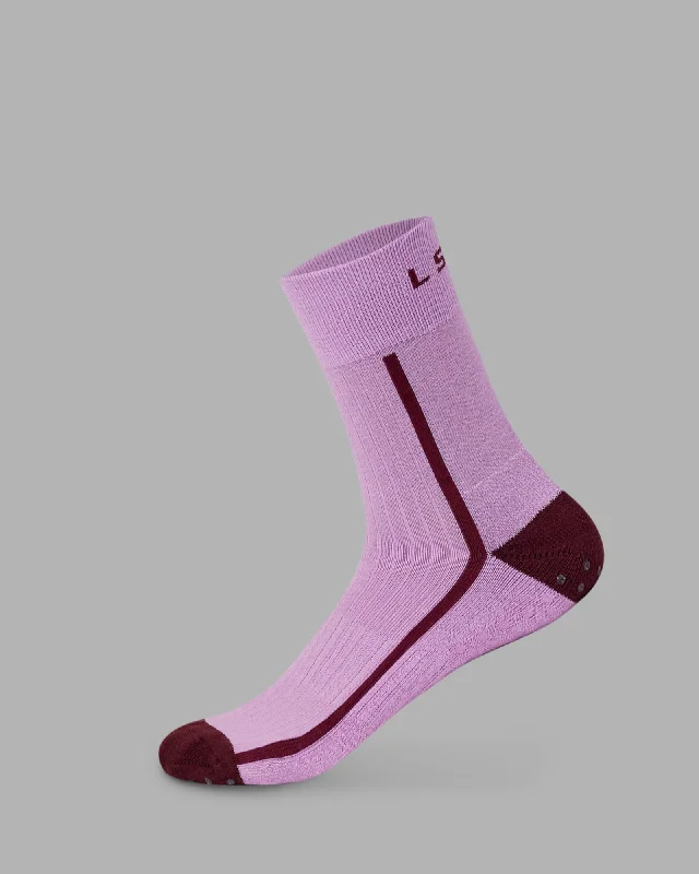 cotton socks for running -Bend Crew Pilates Grip Socks - Light Violet