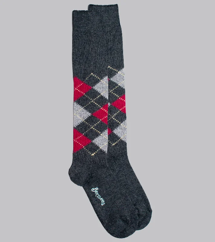 athletic compression socks for recovery -Bryceland's Argyle Cashmere-blend Socks Charcoal