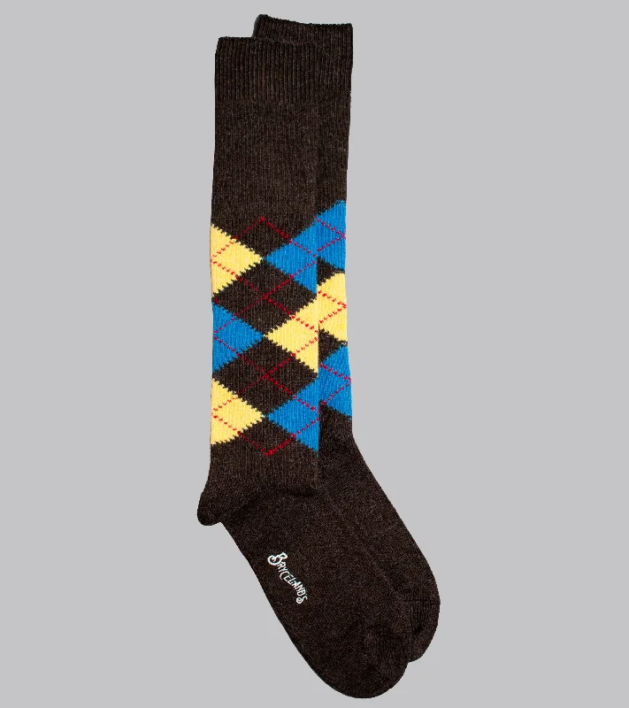 casual socks for everyday wear -Bryceland's Argyle Cashmere-blend Socks Brown