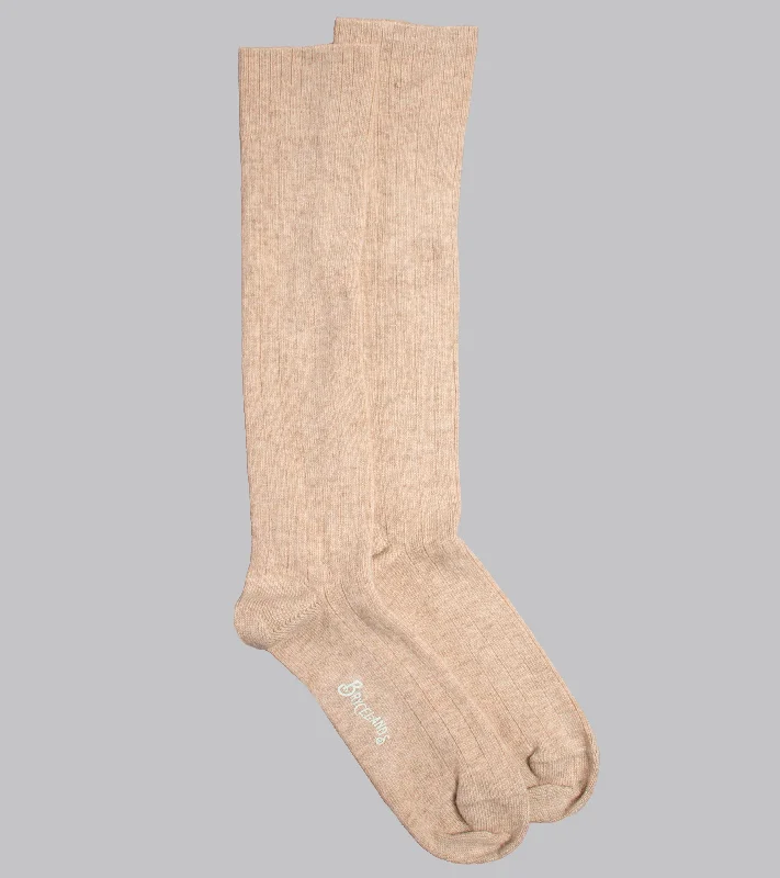 thermal socks for winter -Bryceland's Wide-Rib Cashmere-blend Socks Beige