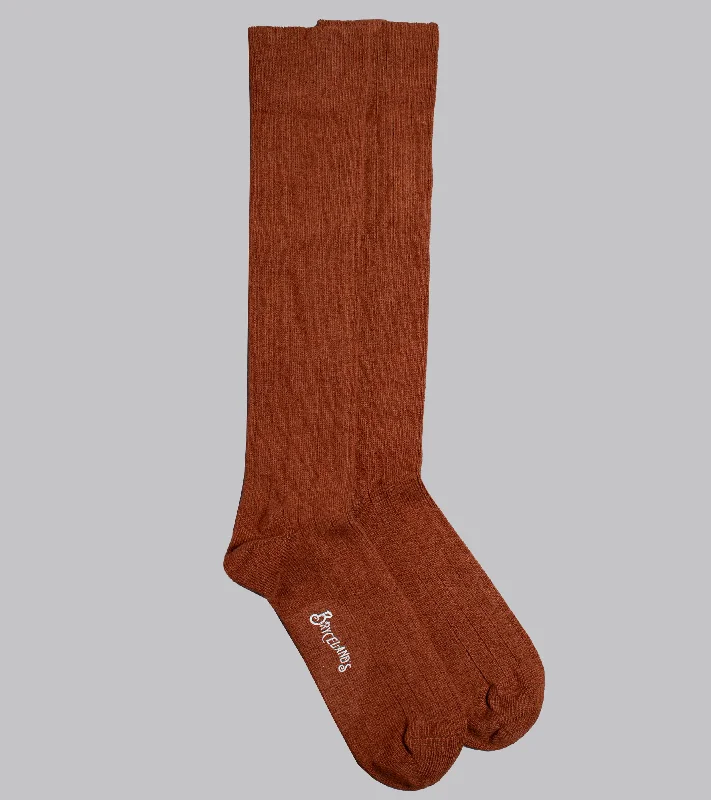 high performance socks for gym -Bryceland's Wide-Rib Cashmere-blend Socks Caramel