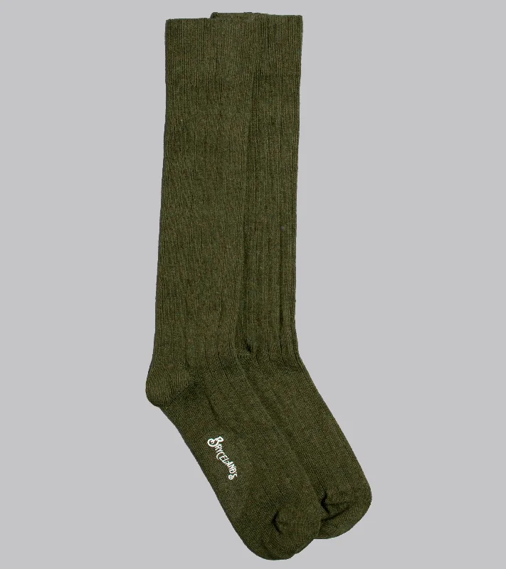 thermal compression socks for travel -Bryceland's Wide-Rib Cashmere-blend Socks Military