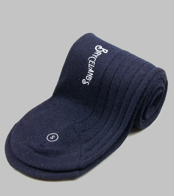 cushioned socks for hiking -Bryceland's Wool Socks Navy