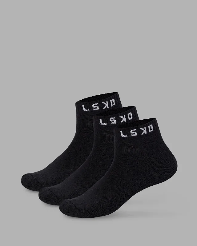 seamless socks for comfort -Daily 3 Pack Ankle Socks - Black