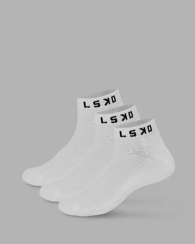 moisture-wicking socks for runners -Daily 3 Pack Ankle Socks - White