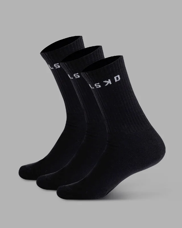 warm socks for winter hiking -Daily 3 Pack Crew Socks - Black