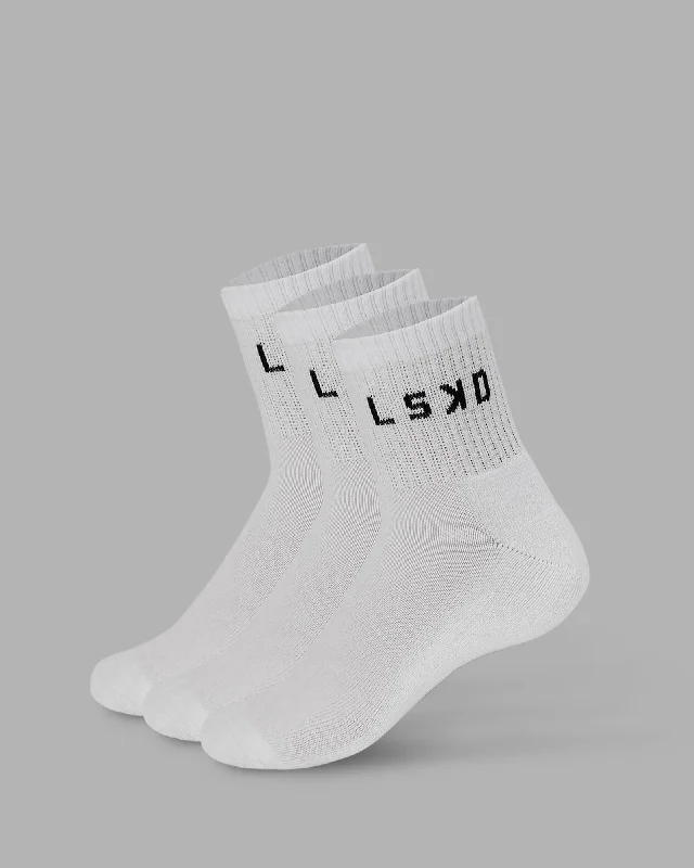 low cut socks for women -Daily 3 Pack Quarter Socks - White-Black