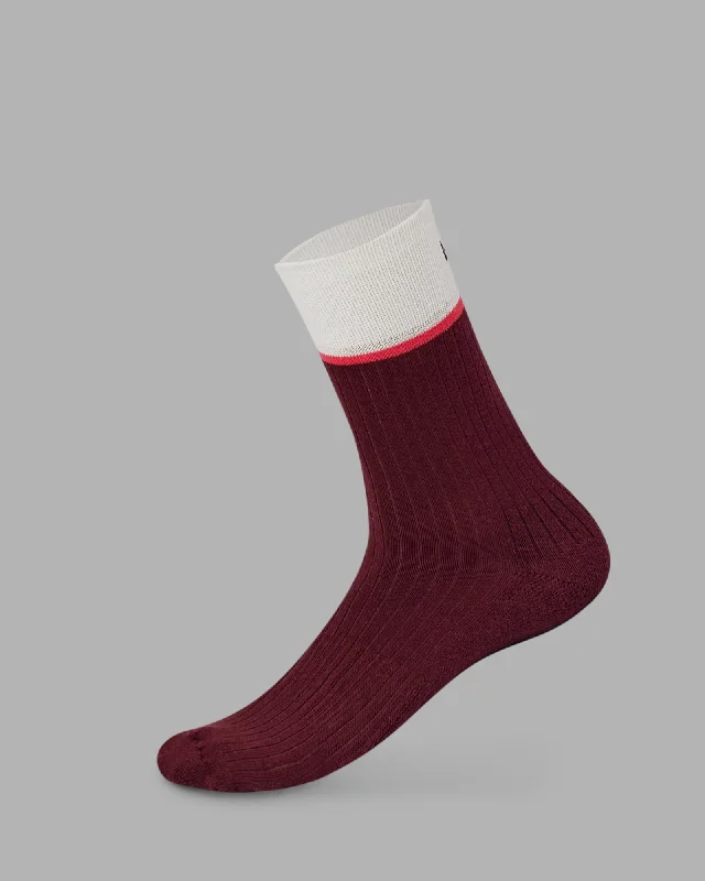 high performance socks for gym -Elevate Crew Pilates Grip Socks - Dark Cherry