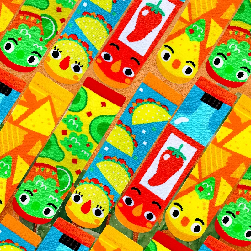 colorful socks for kids -IT'S A FIESTA! Spicy Food Socks Party Pack (12, 24, or 48 Pairs)