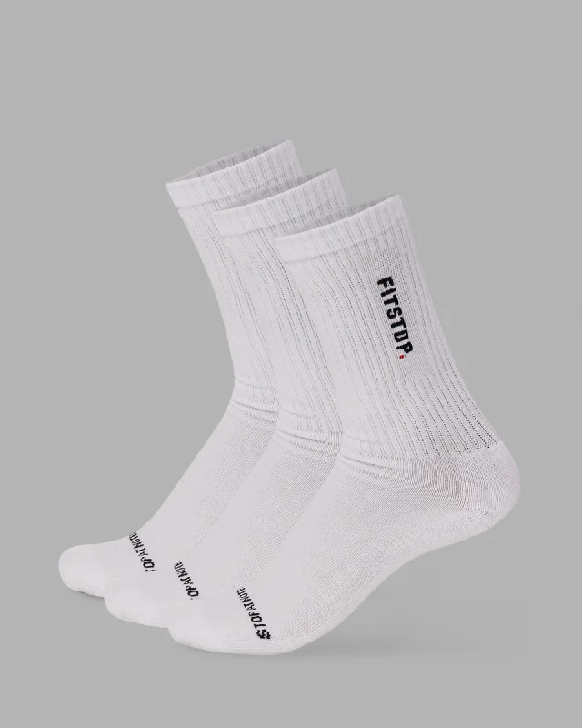 cozy socks for winter nights -LSKD x Fitstop 3 Pack Crew Socks - White