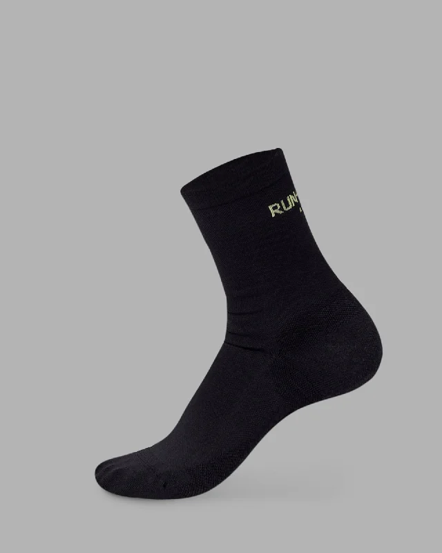 thick wool socks for cold weather -RUN-CLUB Performance Crew Socks - Black-Volt