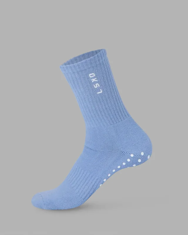 dress socks for men -Signal Pilates Socks - Arctic Blue-White