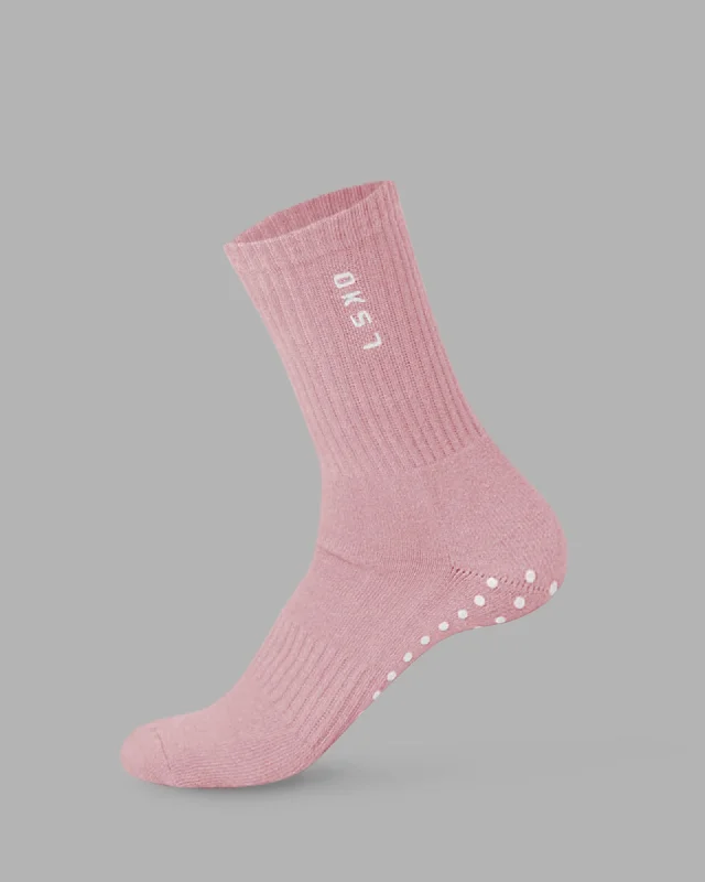 novelty socks for gifts -Signal Pilates Socks - Muted Pink-White