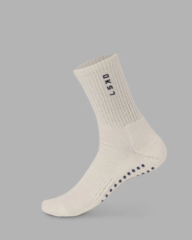 patterned cotton socks for women -Signal Pilates Socks - Off White-Future Dusk