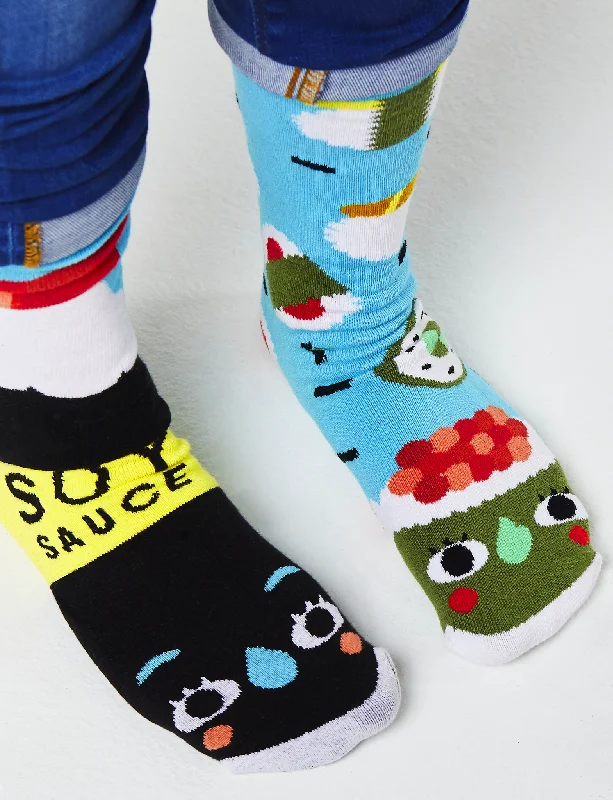 cotton blend socks for hiking -ADULT SUSHI & SOY SAUCE SOCKS