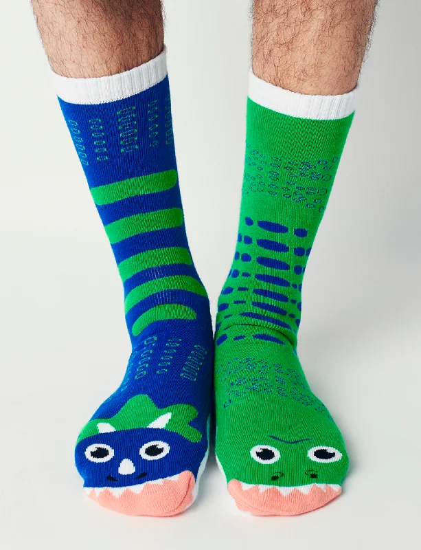 no show socks for men -ADULT T-REX & TRICERATOPS SOCKS