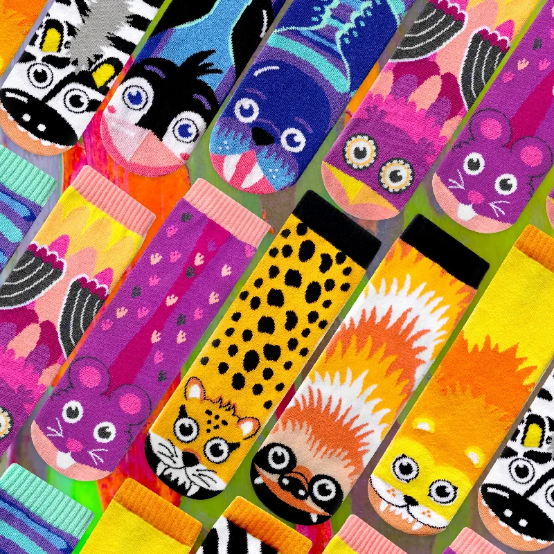 slip-on socks for toddlers -GO WILD, YOU PARTY ANIMAL! Zoo Animals Adult Socks Party Pack (12, 24, or 48 Pairs)