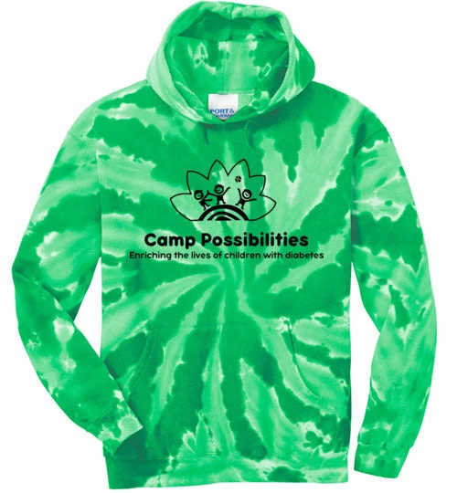 camping compact cookware accessories-camping tent ventilation accessories-Camp Possibilities Port & Company Tie-Dye Hooded Sweatshirt