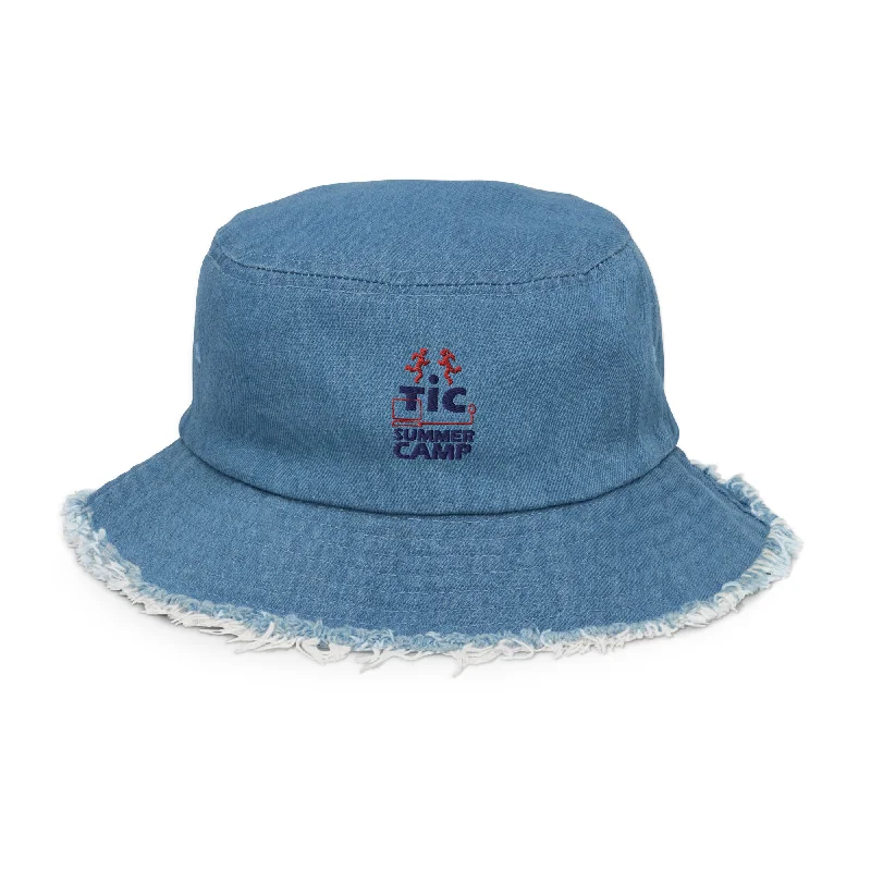 camping portable stove repair accessories-all-weather camping accessories-TIC Distressed Denim Bucket Hat