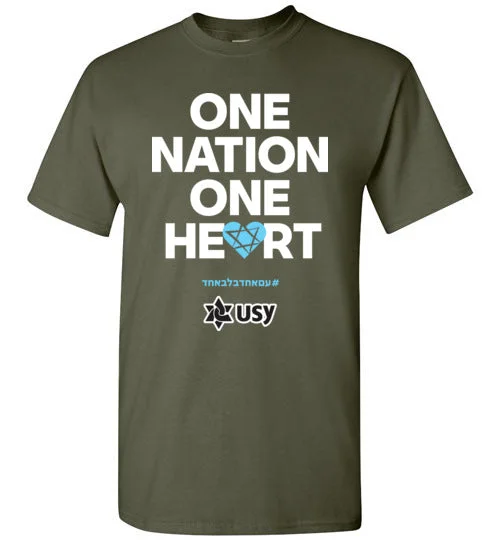 camping accessories for long trips-camping portable cookware accessories-USY One Nation One Heart T-Shirt (English)