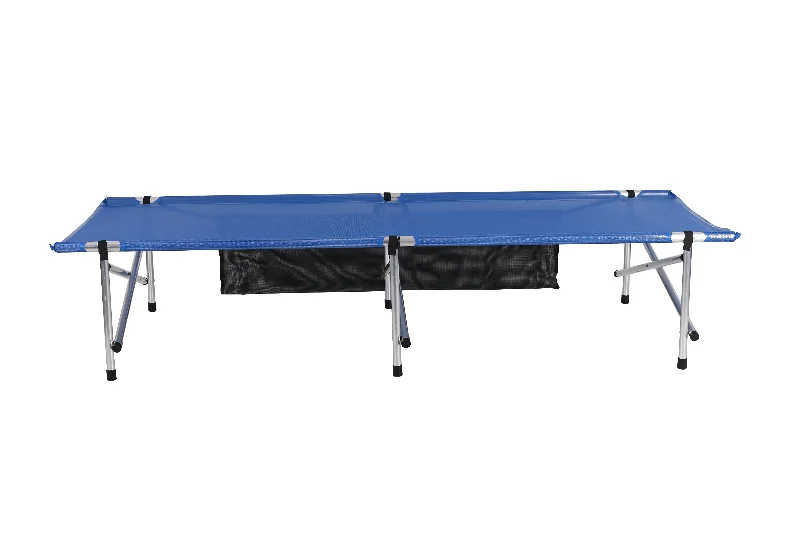 best camping gear accessories-camping accessories for cooking outdoors-Blue Mesh, Long-Wide-Tall Roll-a-Cot®XL, 84"x32"x18" with 3 Leg Frames