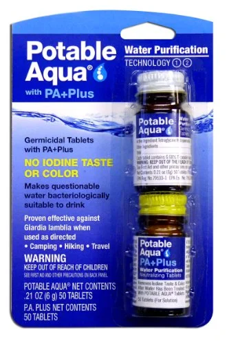 trekking poles with ergonomic handle -Potable Aqua Iodine Tablets With P.A. Plus